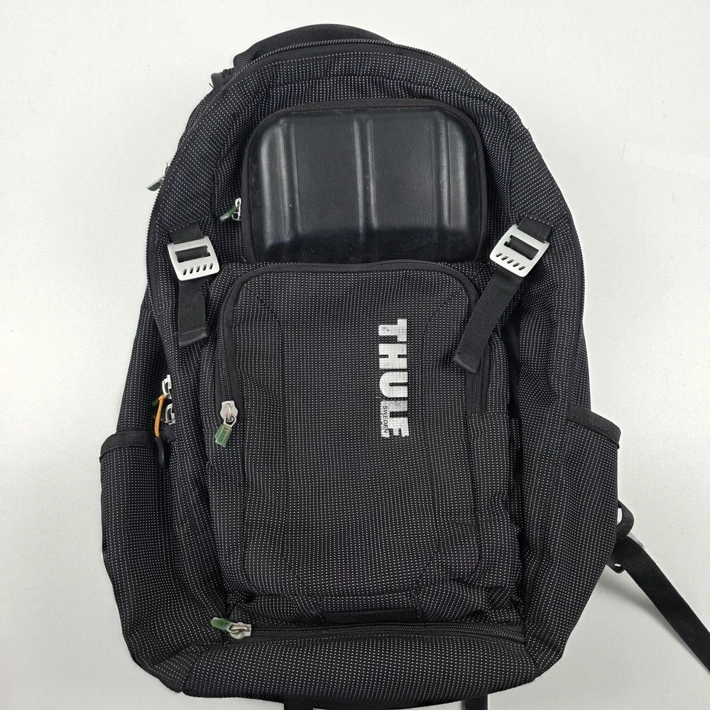 Thule Backpack Black 18 Inch Laptop Bag Travel Daypack Men Nylon Polka Dot